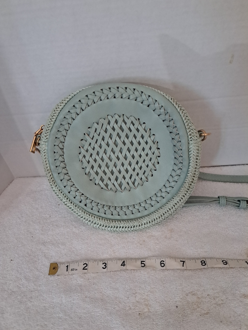 Moda Luxe Stylish Round Woven Crossbody Bag - Mint